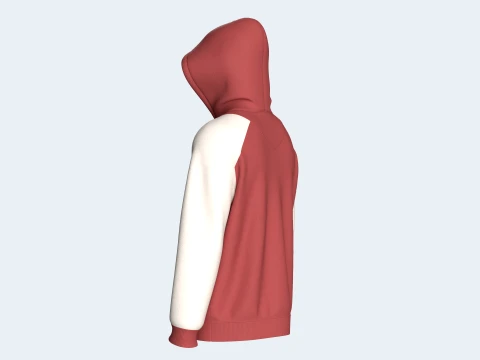 Men 2 Ton Color Block Half-Zip Hoodie 3D Model