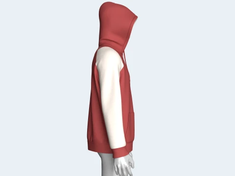 Men 2 Ton Color Block Half-Zip Hoodie 3D Model