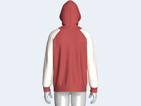 Men 2 Ton Color Block Half-Zip Hoodie 3D Model