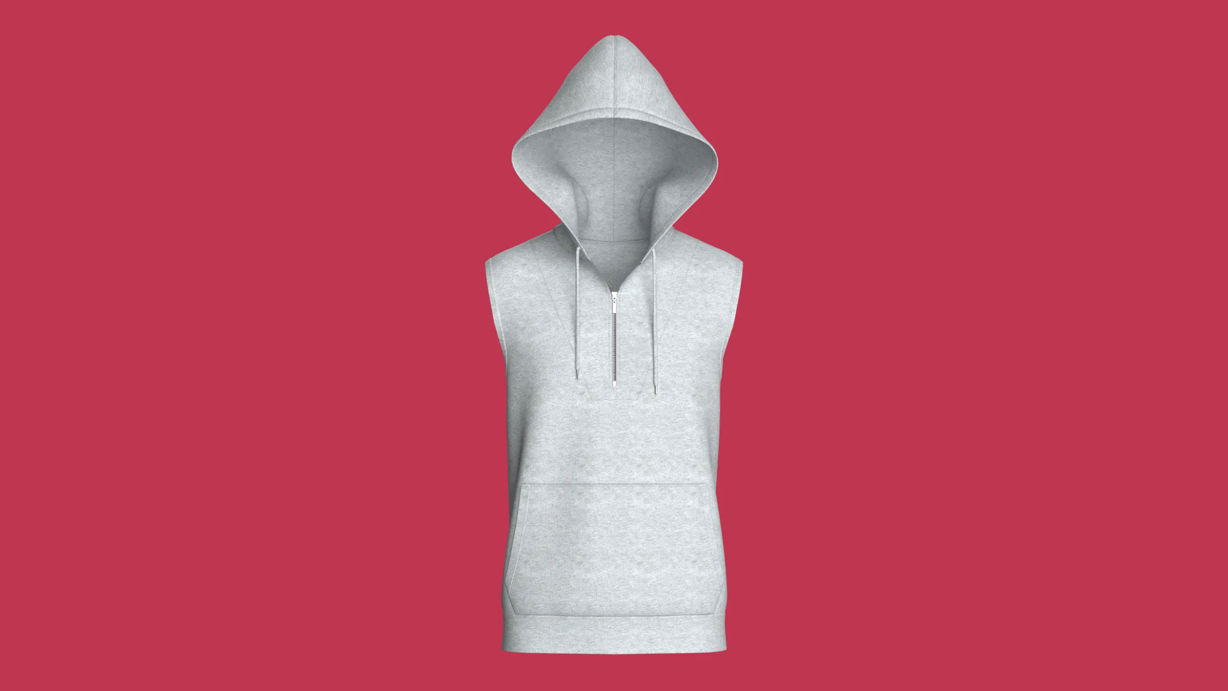 Men Sleeveless Half-Zip Melange Hoodie 3D Model .c4d .max .obj .3ds .fbx .stl .blend