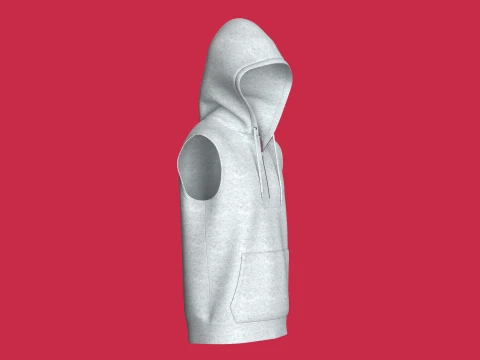 Men Sleeveless Half-Zip Melange Hoodie 3D Model