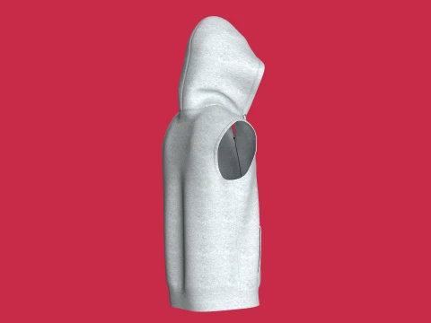 Men Sleeveless Half-Zip Melange Hoodie 3D Model