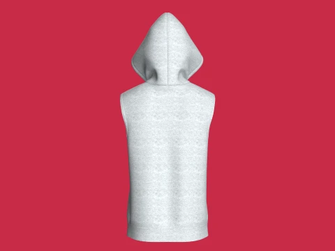 Men Sleeveless Half-Zip Melange Hoodie 3D Model