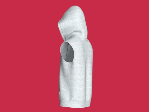 Men Sleeveless Half-Zip Melange Hoodie 3D Model