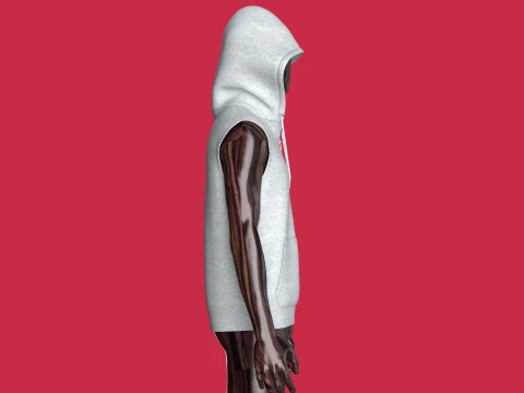 Men Sleeveless Half-Zip Melange Hoodie 3D Model