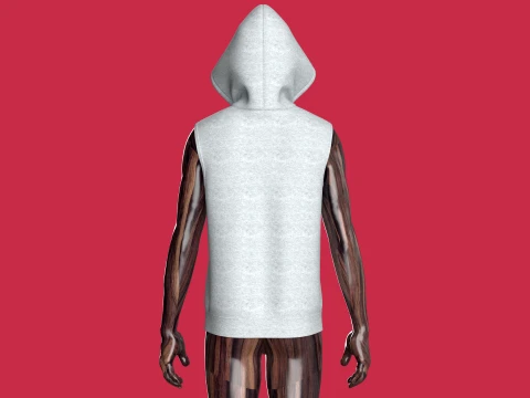 Men Sleeveless Half-Zip Melange Hoodie 3D Model