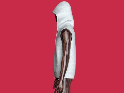Men Sleeveless Half-Zip Melange Hoodie 3D Model