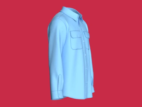 Men Long-Sleeve Shirt With Dual Flap Pockets 3D Model