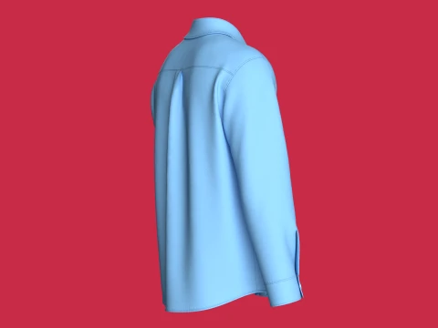 Men Long-Sleeve Shirt With Dual Flap Pockets 3D Model
