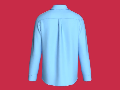 Men Long-Sleeve Shirt With Dual Flap Pockets 3D Model