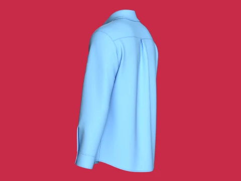 Men Long-Sleeve Shirt With Dual Flap Pockets 3D Model
