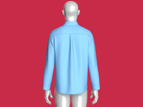 Men Long-Sleeve Shirt With Dual Flap Pockets 3D Model