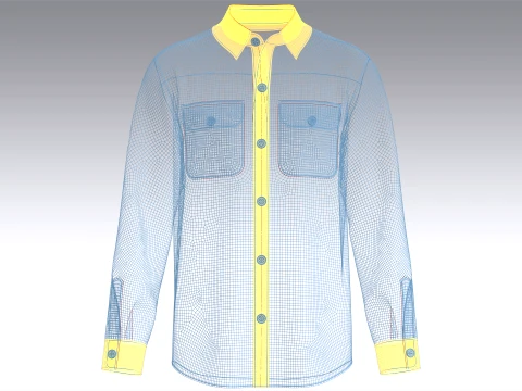Men Long-Sleeve Shirt With Dual Flap Pockets 3D Model