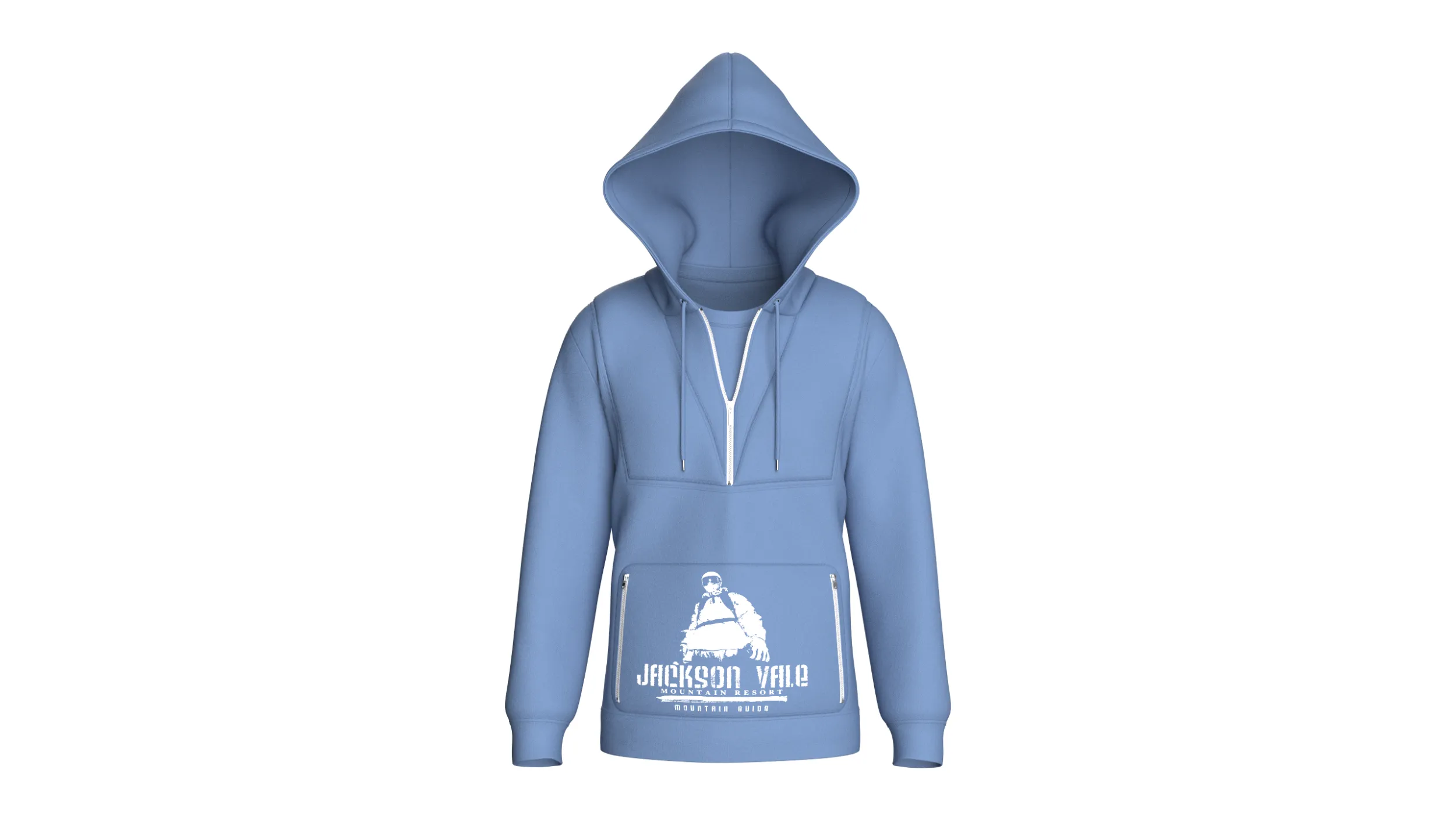 Men Double Layer Half-Zip Hoodie 3D Model .c4d .max .obj .3ds .fbx .stl .blend 