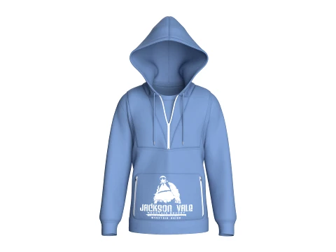 Men Double Layer Half-Zip Hoodie 3D Model