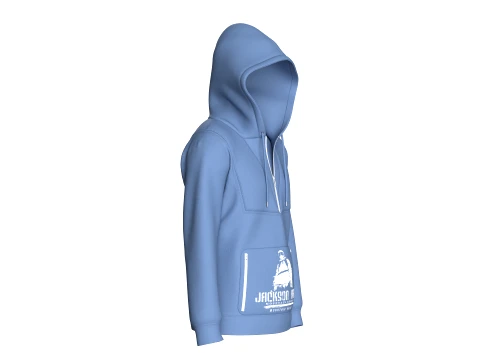 Men Double Layer Half-Zip Hoodie 3D Model