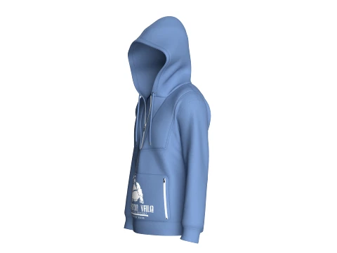Men Double Layer Half-Zip Hoodie 3D Model