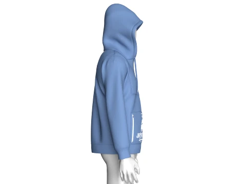 Men Double Layer Half-Zip Hoodie 3D Model