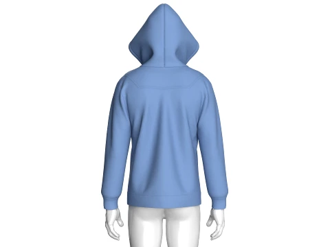 Men Double Layer Half-Zip Hoodie 3D Model