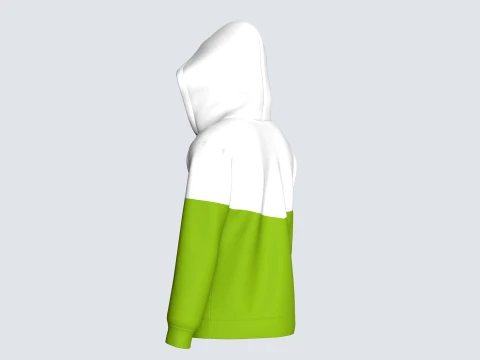 Men Green And White Color Block Full-Zip Hoodie 3D Model
