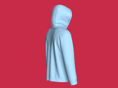 Men High Neck Zip-Up Hoodie 3D Model