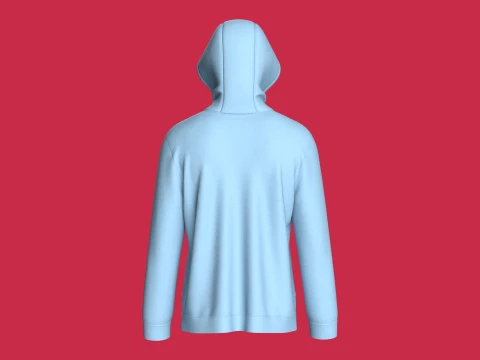 Men High Neck Zip-Up Hoodie 3D Model