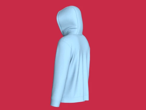 Men High Neck Zip-Up Hoodie 3D Model