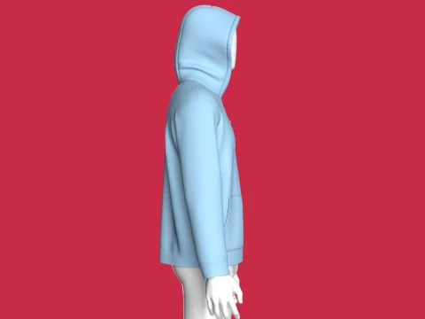 Men High Neck Zip-Up Hoodie 3D Model