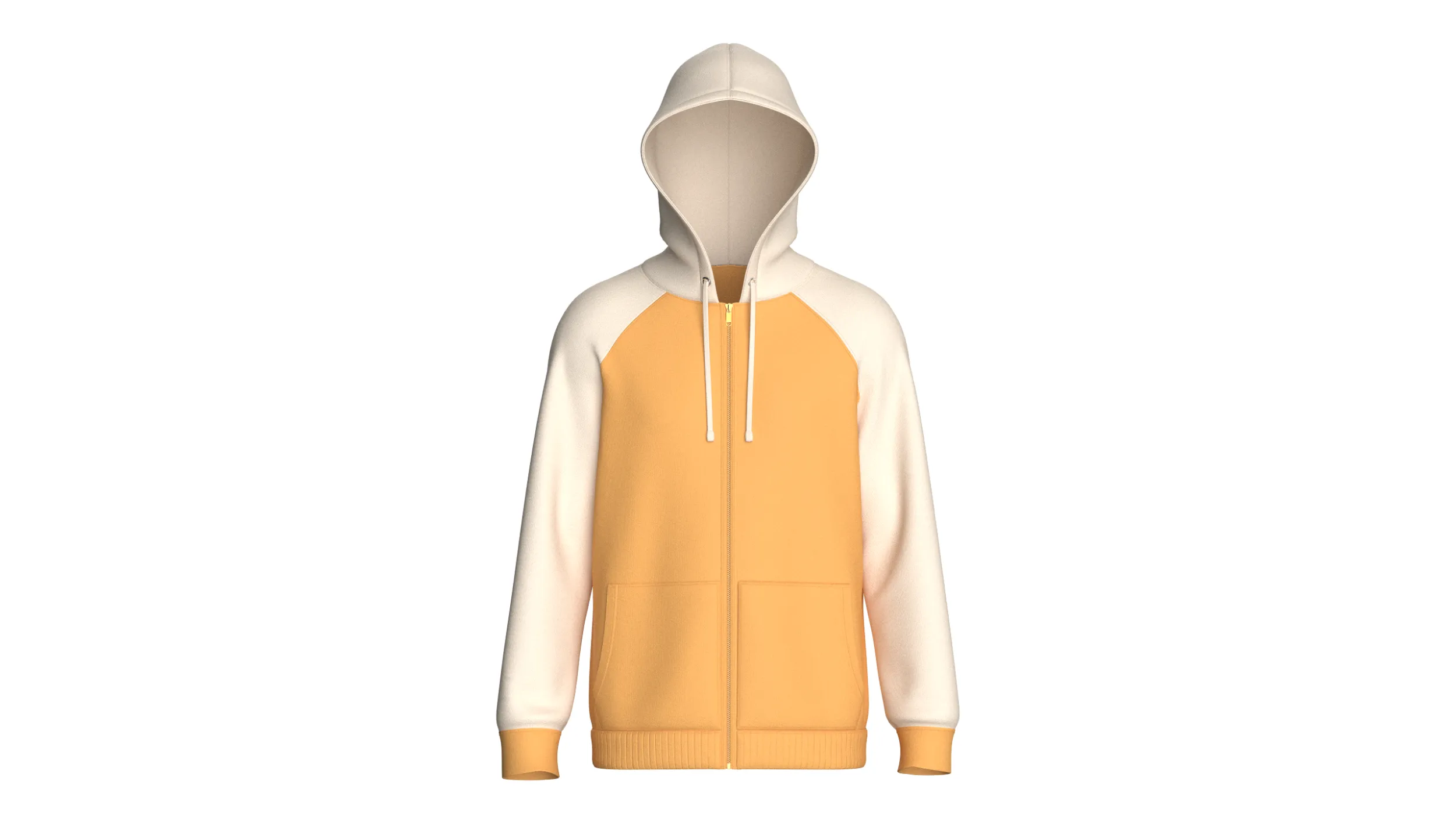 Men Raglan Zip-Up Hoodie With Kangaroo Pockets 3D Model .c4d .max .obj .3ds .fbx .stl .blend