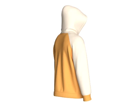 Men Raglan Zip-Up Hoodie With Kangaroo Pockets 3D Model