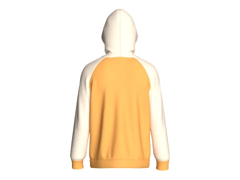Men Raglan Zip-Up Hoodie With Kangaroo Pockets 3D Model