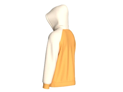 Men Raglan Zip-Up Hoodie With Kangaroo Pockets 3D Model