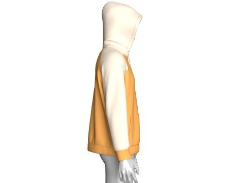 Men Raglan Zip-Up Hoodie With Kangaroo Pockets 3D Model