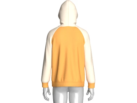 Men Raglan Zip-Up Hoodie With Kangaroo Pockets 3D Model
