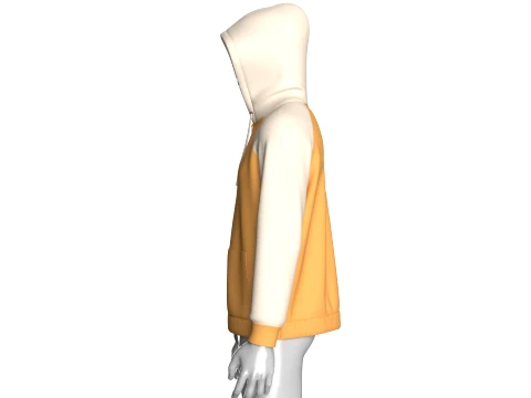 Men Raglan Zip-Up Hoodie With Kangaroo Pockets 3D Model