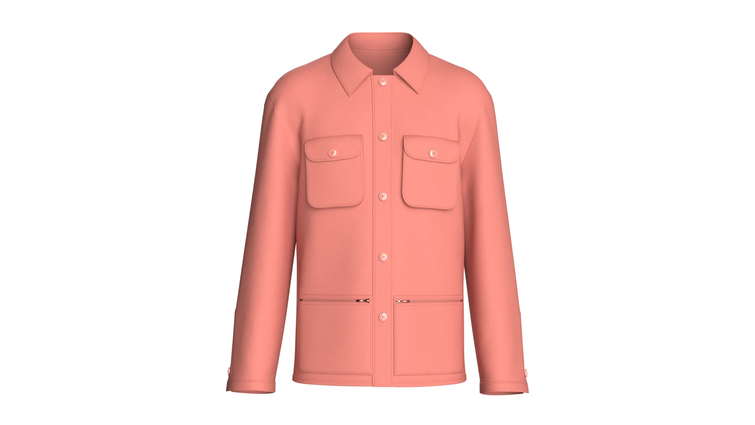 Men Utility Button Down Multi Pocket Jacket 3D Model .c4d .max .obj .3ds .fbx .stl .blend 