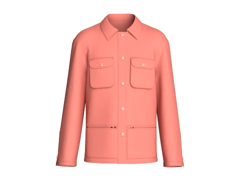 Men Utility Button Down Multi Pocket Jacket 3D Model