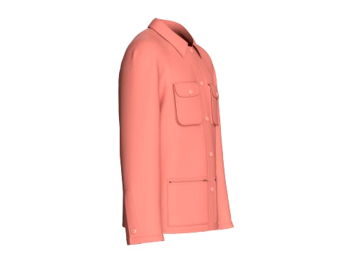 Men Utility Button Down Multi Pocket Jacket 3D Model