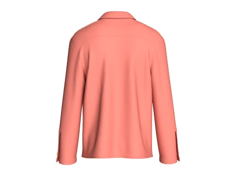 Men Utility Button Down Multi Pocket Jacket 3D Model