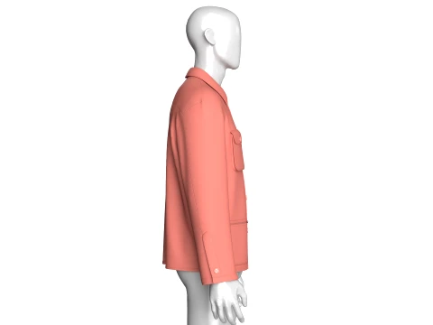 Men Utility Button Down Multi Pocket Jacket 3D Model