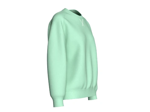 Girls Green Raglan Ribbed Hem Sweatshirt 3D Model