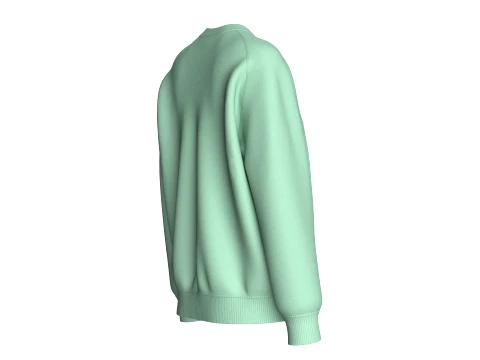 Girls Green Raglan Ribbed Hem Sweatshirt 3D Model