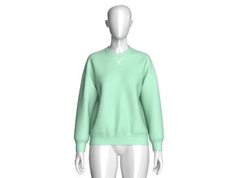 Girls Green Raglan Ribbed Hem Sweatshirt 3D Model