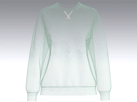 Girls Green Raglan Ribbed Hem Sweatshirt 3D Model