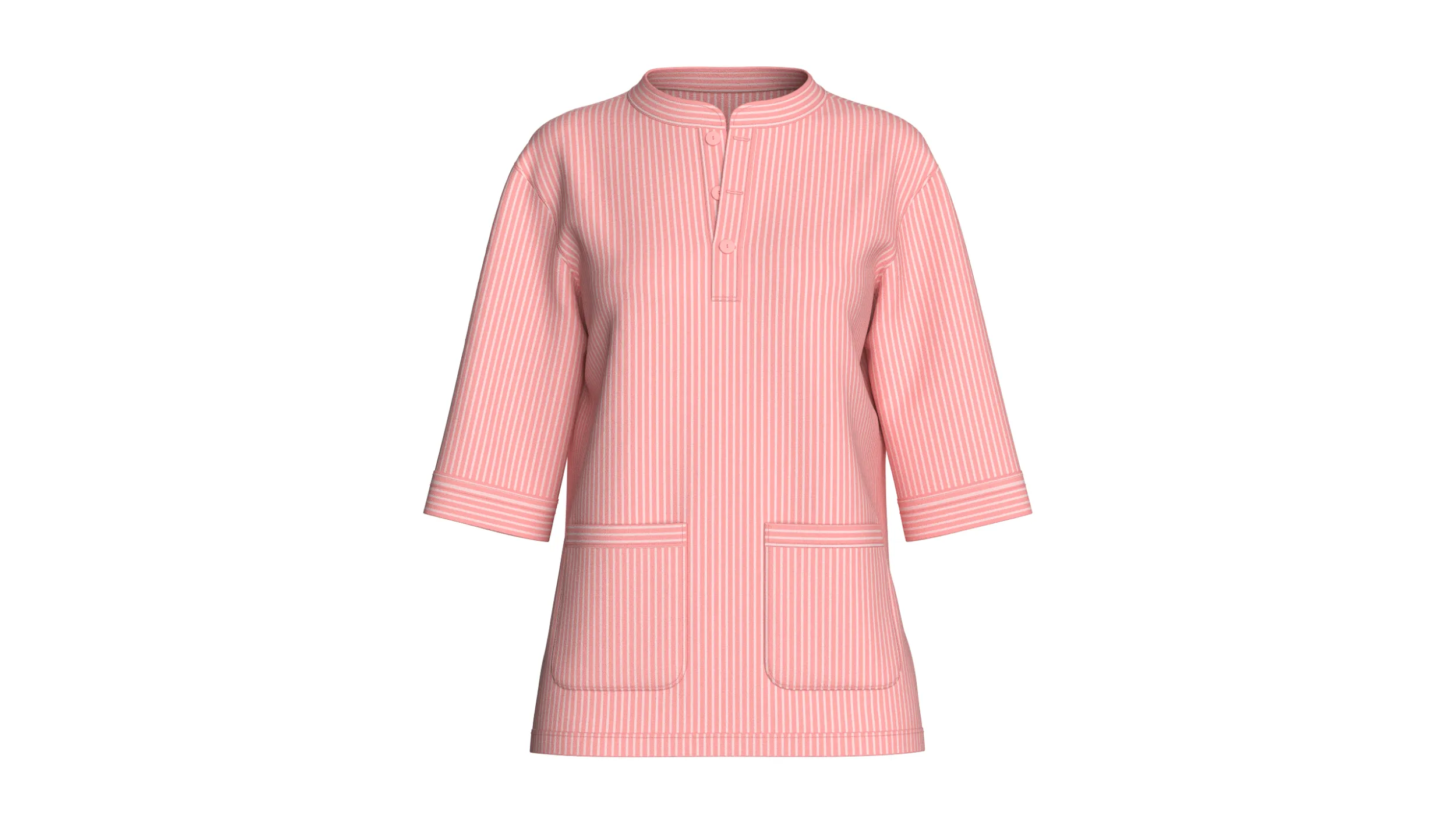 Girls Half-Sleeve Striped Printed Tunic Shirt 3D Model .c4d .max .obj .3ds .fbx .stl .blend 