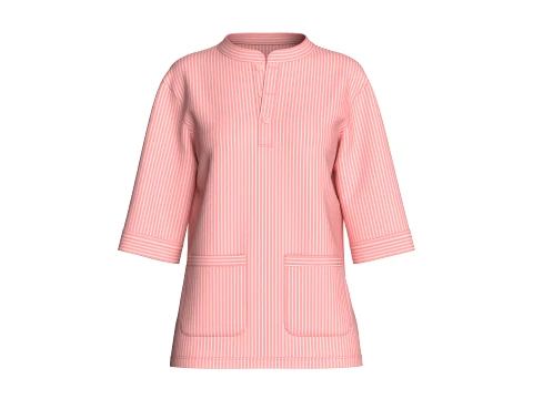 Gestreept tuniekshirt met halve mouwen en print voor meisjes 3D Model