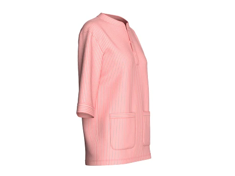 Girls Half-Sleeve Striped Printed Tunic Shirt 3D Model