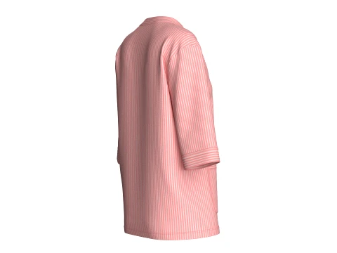 Girls Half-Sleeve Striped Printed Tunic Shirt 3D Model