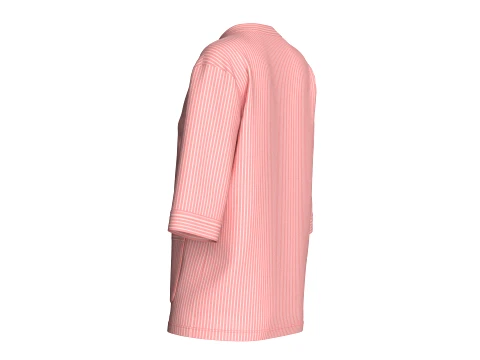 Girls Half-Sleeve Striped Printed Tunic Shirt 3D Model