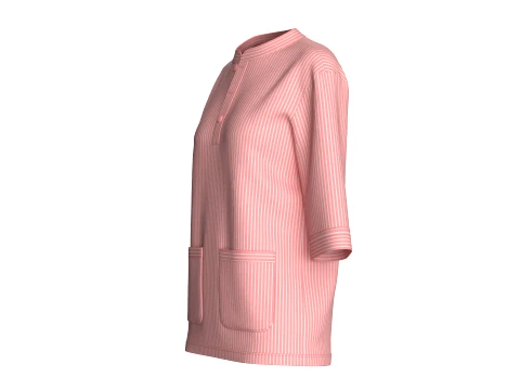 Girls Half-Sleeve Striped Printed Tunic Shirt 3D Model
